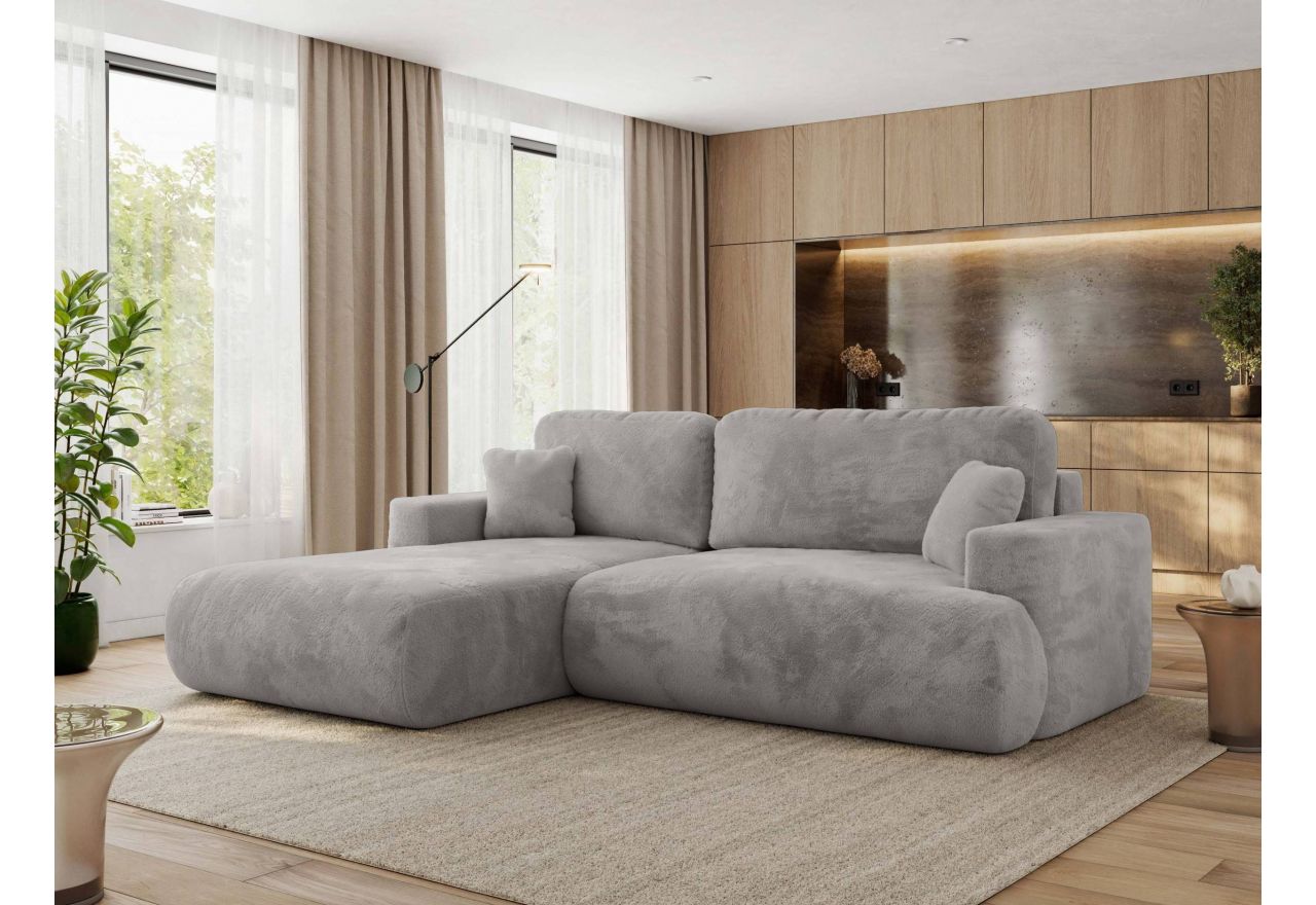 Narożnik - OVO L - strona lewa - jasnoszary, plusz