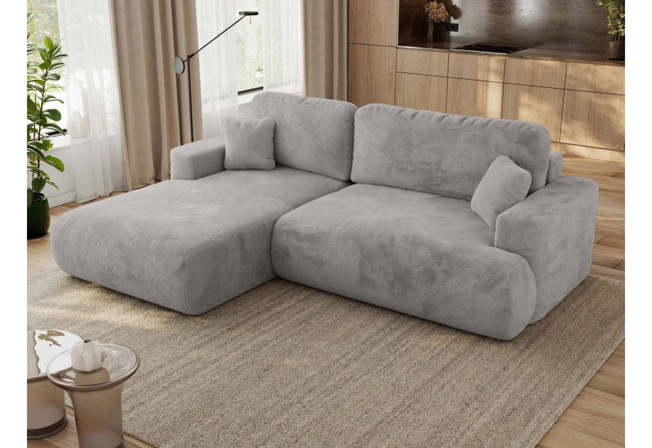 Narożnik - OVO L - strona lewa - jasnoszary, plusz