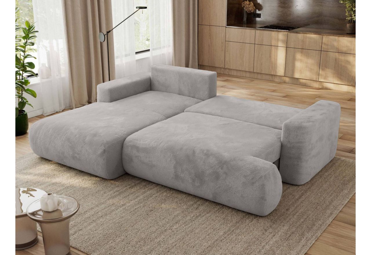 Narożnik - OVO L - strona lewa - jasnoszary, plusz