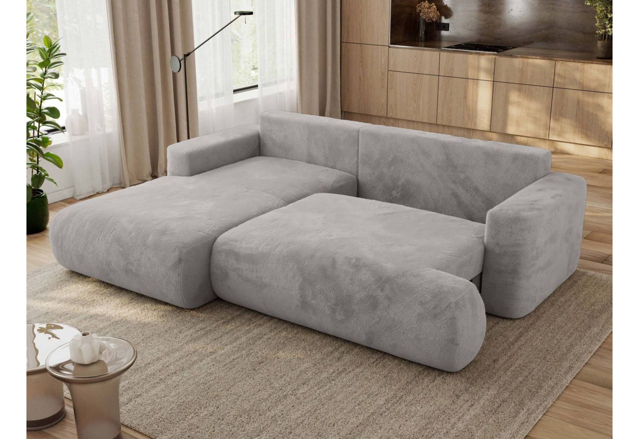 Narożnik - OVO L - strona lewa - jasnoszary, plusz