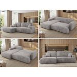 Narożnik - OVO L - strona lewa - jasnoszary, plusz