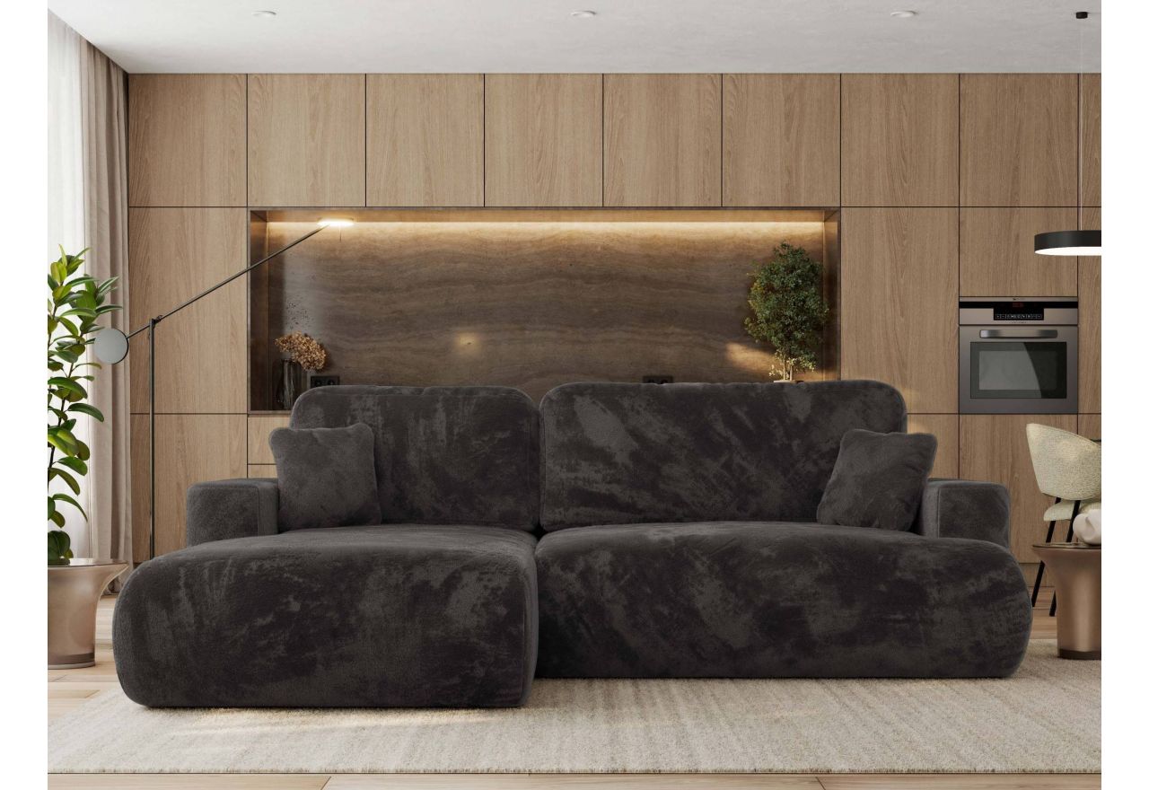 Narożnik - OVO L - strona lewa - ciemnoszary, plusz