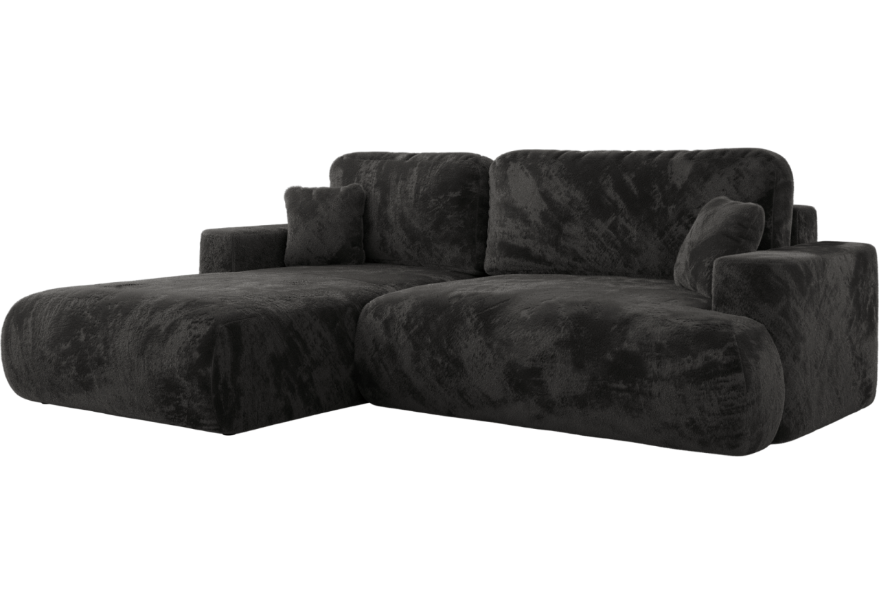 Narożnik - OVO L - strona lewa - ciemnoszary, plusz