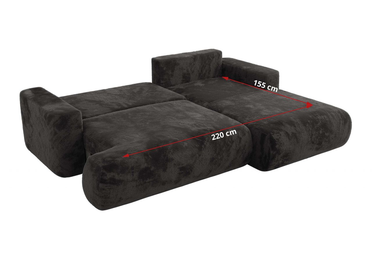 Narożnik - OVO L - strona lewa - ciemnoszary, plusz