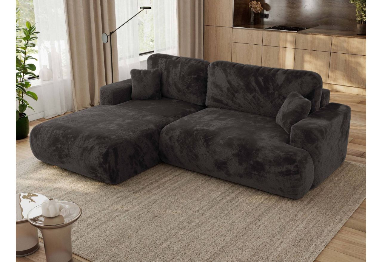 Narożnik - OVO L - strona lewa - ciemnoszary, plusz