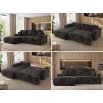 Narożnik - OVO L - strona lewa - ciemnoszary, plusz