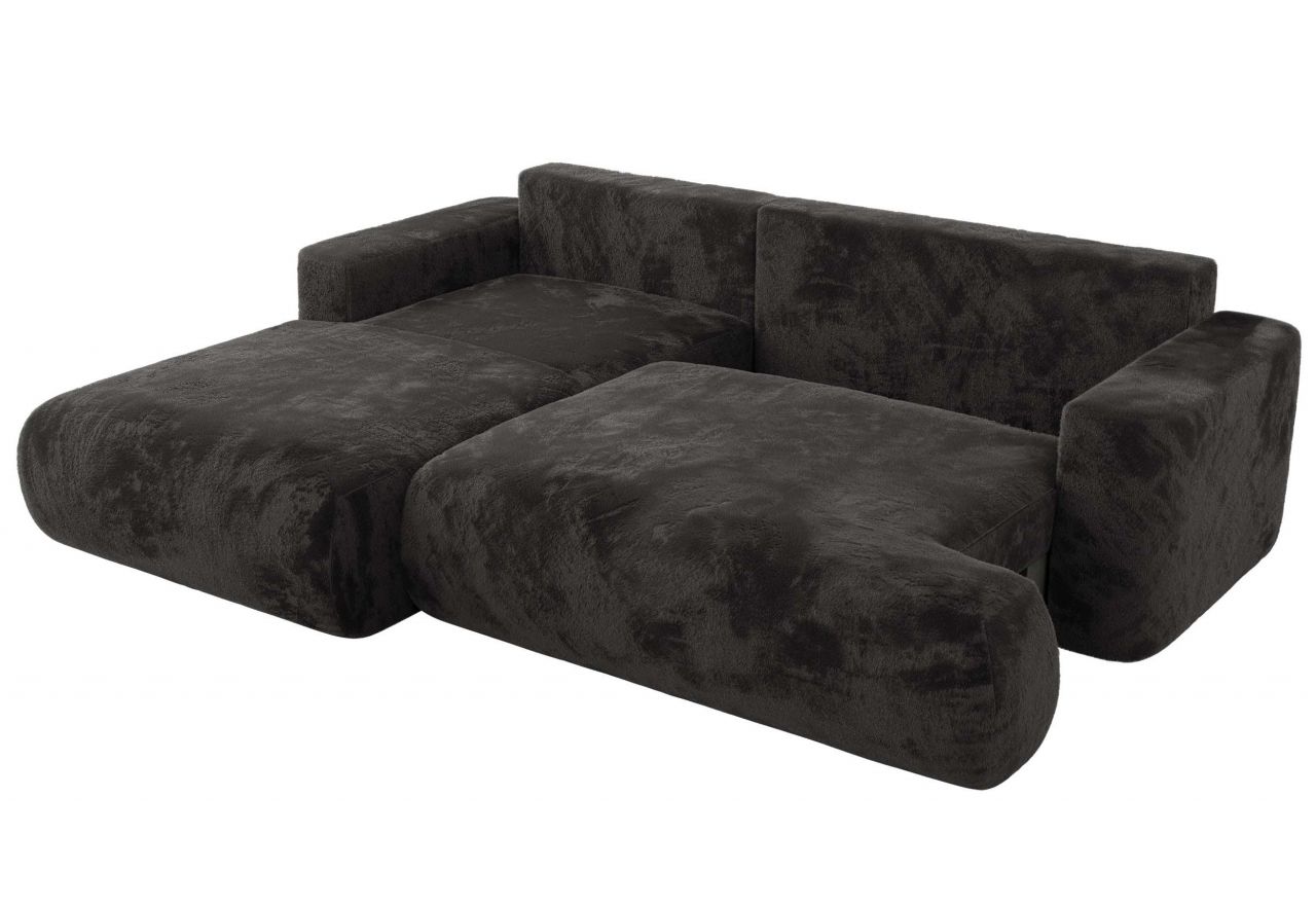 Narożnik - OVO L - strona lewa - ciemnoszary, plusz