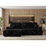 Narożnik - OVO L - strona lewa - czarny, plusz