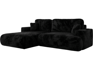 Narożnik - OVO L - strona lewa - czarny, plusz