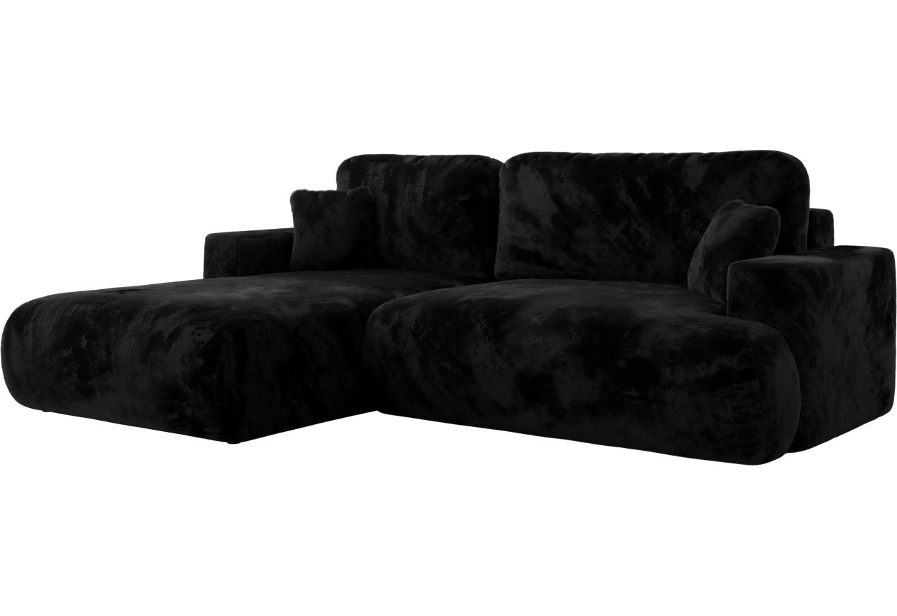 Narożnik - OVO L - strona lewa - czarny, plusz