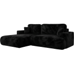 Narożnik - OVO L - strona lewa - czarny, plusz