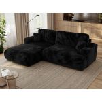 Narożnik - OVO L - strona lewa - czarny, plusz