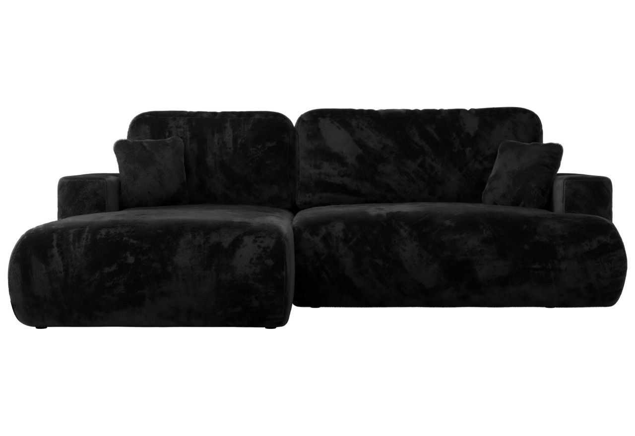 Narożnik - OVO L - strona lewa - czarny, plusz