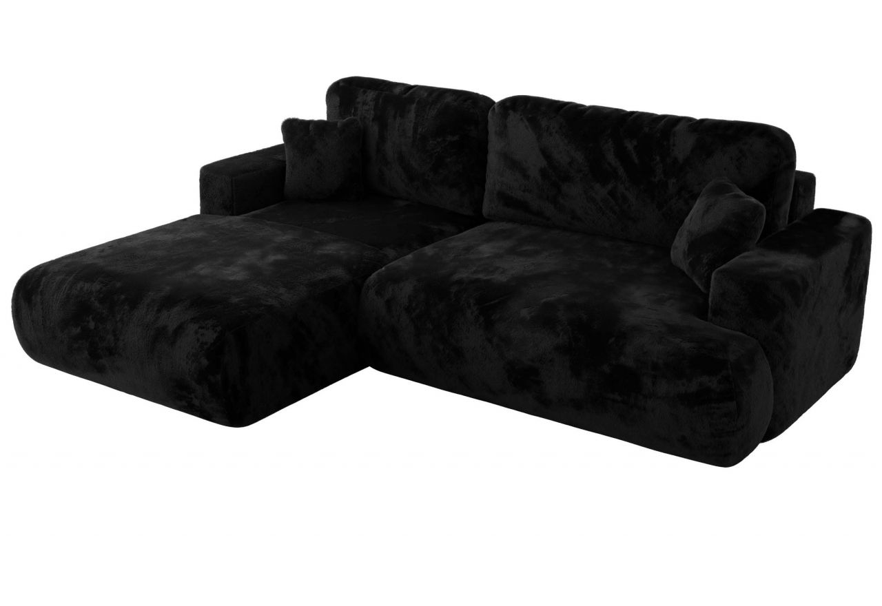 Narożnik - OVO L - strona lewa - czarny, plusz