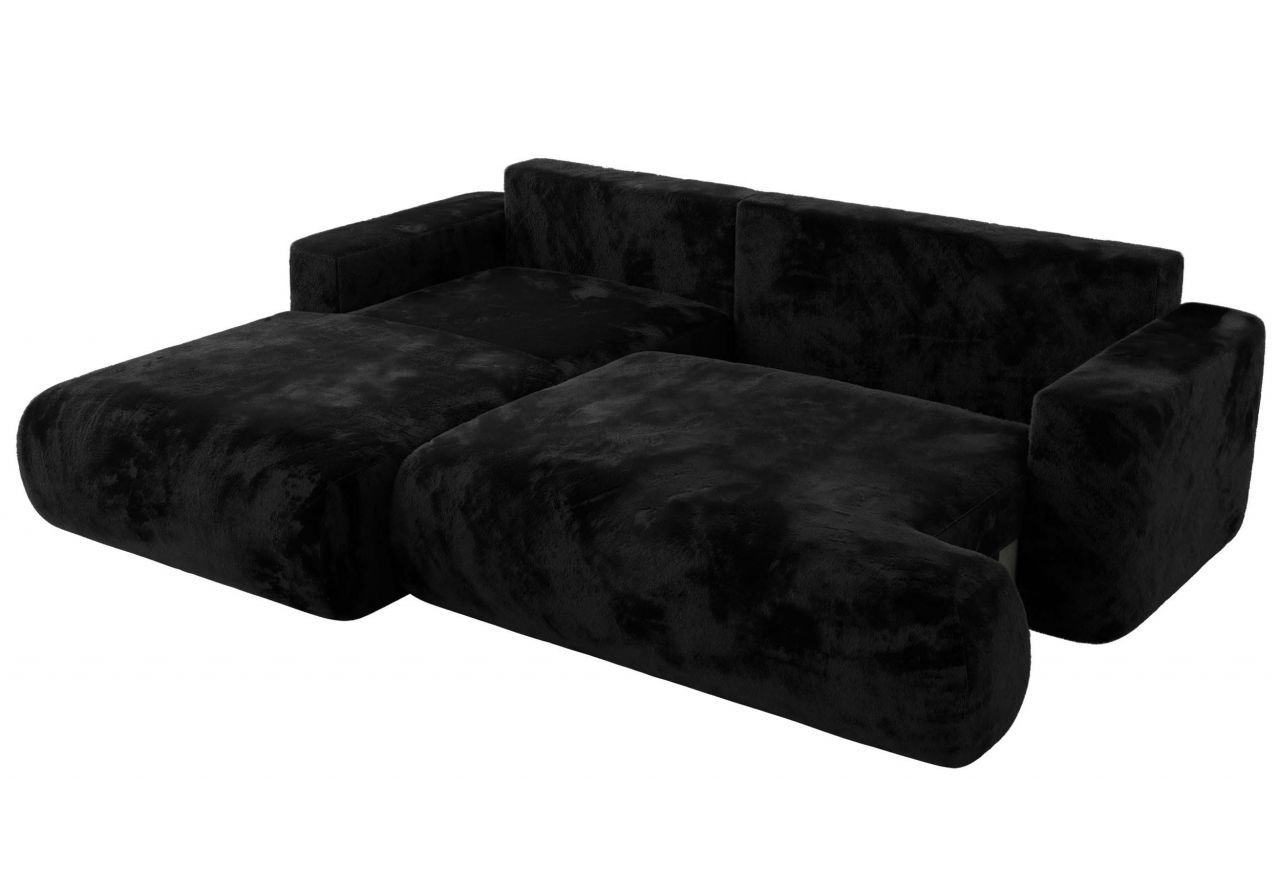 Narożnik - OVO L - strona lewa - czarny, plusz