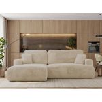 Narożnik - OVO L - strona lewa - kremowy, plusz