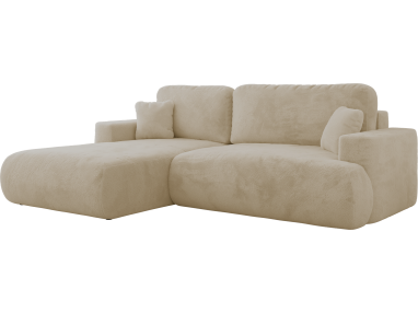 Narożnik - OVO L - strona lewa - kremowy, plusz