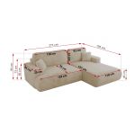 Narożnik - OVO L - strona lewa - kremowy, plusz