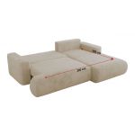 Narożnik - OVO L - strona lewa - kremowy, plusz