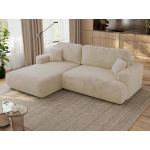 Narożnik - OVO L - strona lewa - kremowy, plusz