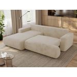 Narożnik - OVO L - strona lewa - kremowy, plusz