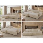 Narożnik - OVO L - strona lewa - kremowy, plusz