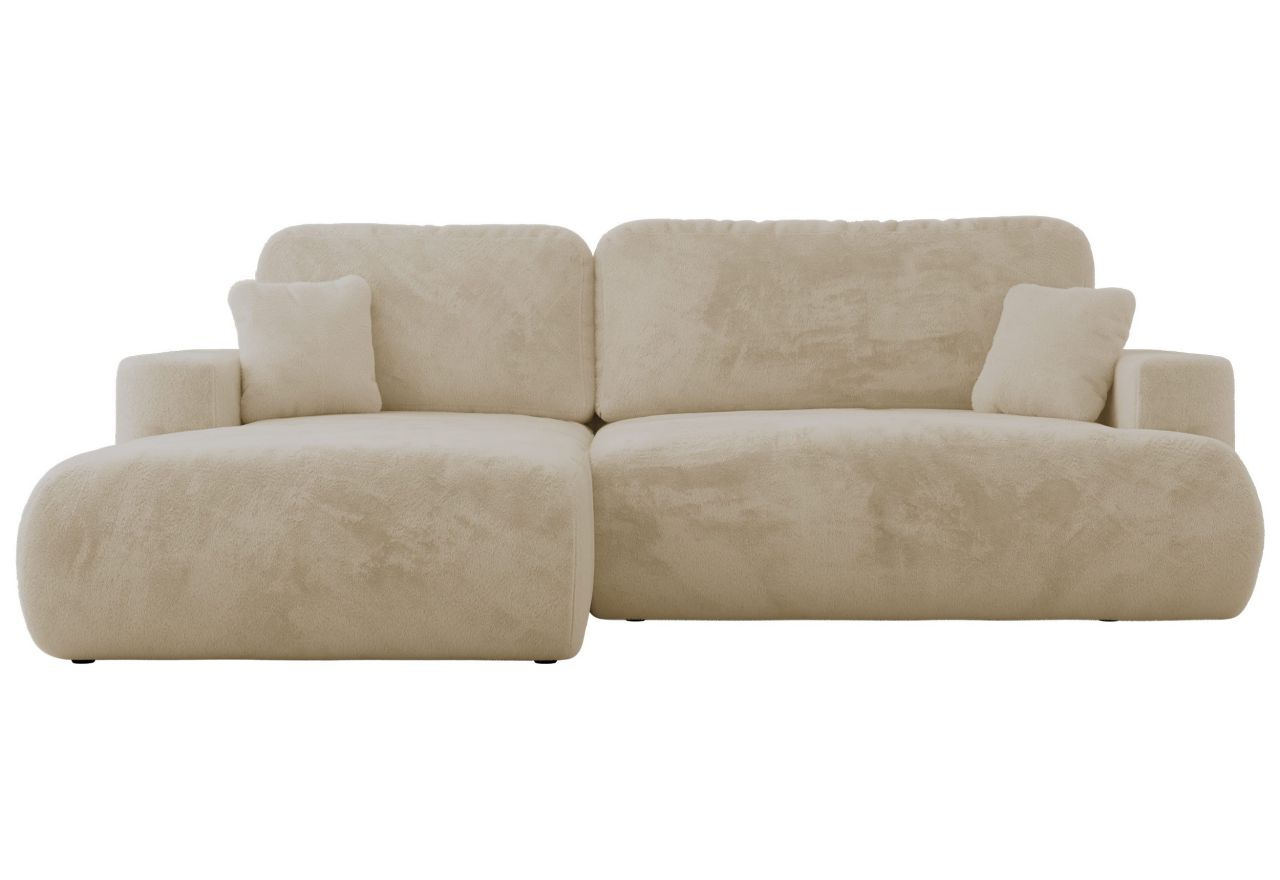 Narożnik - OVO L - strona lewa - kremowy, plusz