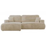 Narożnik - OVO L - strona lewa - kremowy, plusz