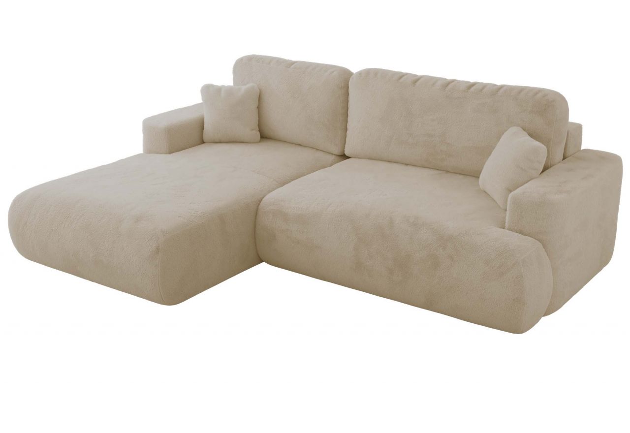 Narożnik - OVO L - strona lewa - kremowy, plusz