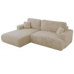 Narożnik - OVO L - strona lewa - kremowy, plusz