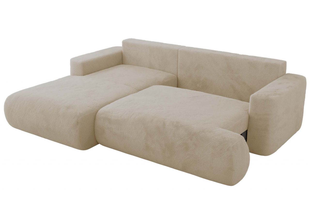 Narożnik - OVO L - strona lewa - kremowy, plusz