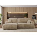 Narożnik - OVO L - strona lewa - beżowy, plusz