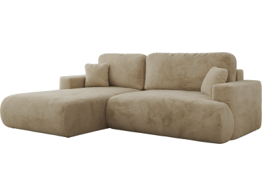 Narożnik - OVO L - strona lewa - beżowy, plusz