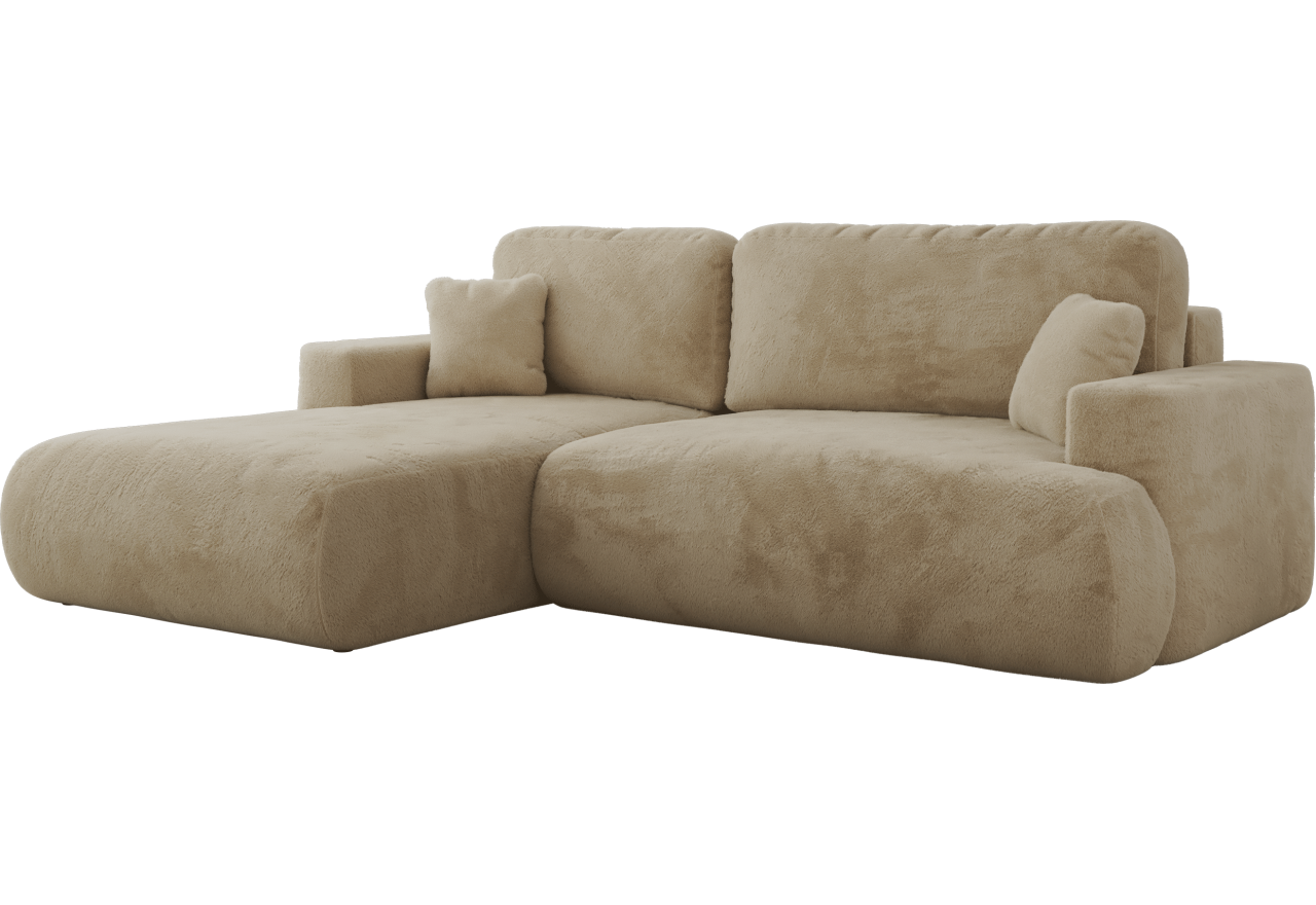 Narożnik - OVO L - strona lewa - beżowy, plusz