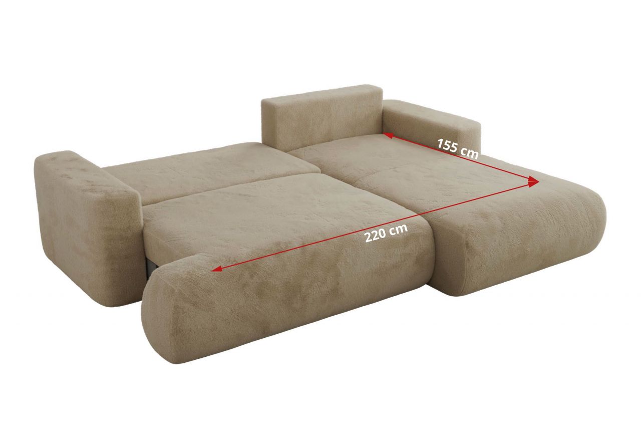 Narożnik - OVO L - strona lewa - beżowy, plusz