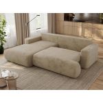 Narożnik - OVO L - strona lewa - beżowy, plusz