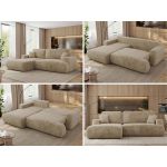 Narożnik - OVO L - strona lewa - beżowy, plusz