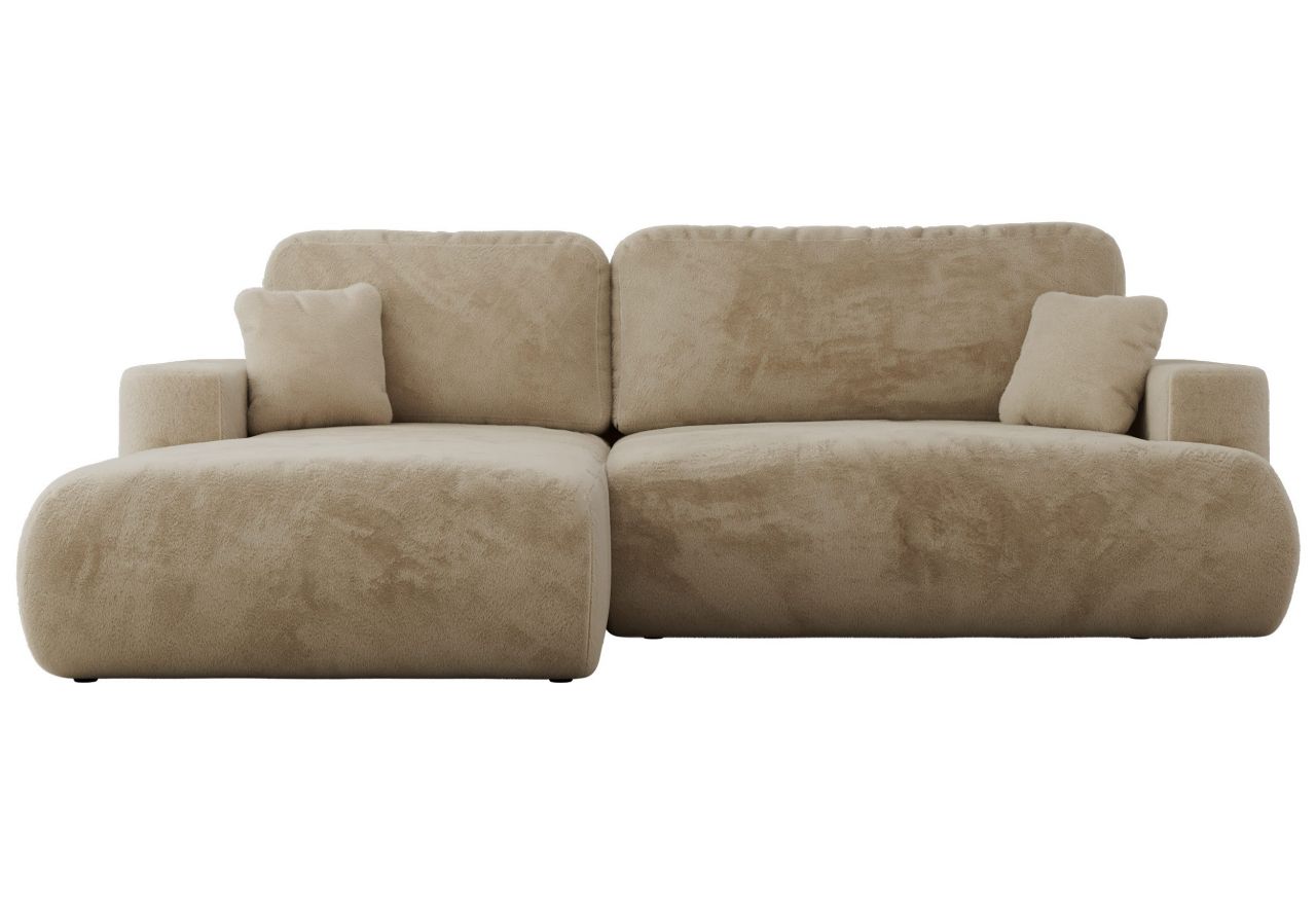 Narożnik - OVO L - strona lewa - beżowy, plusz