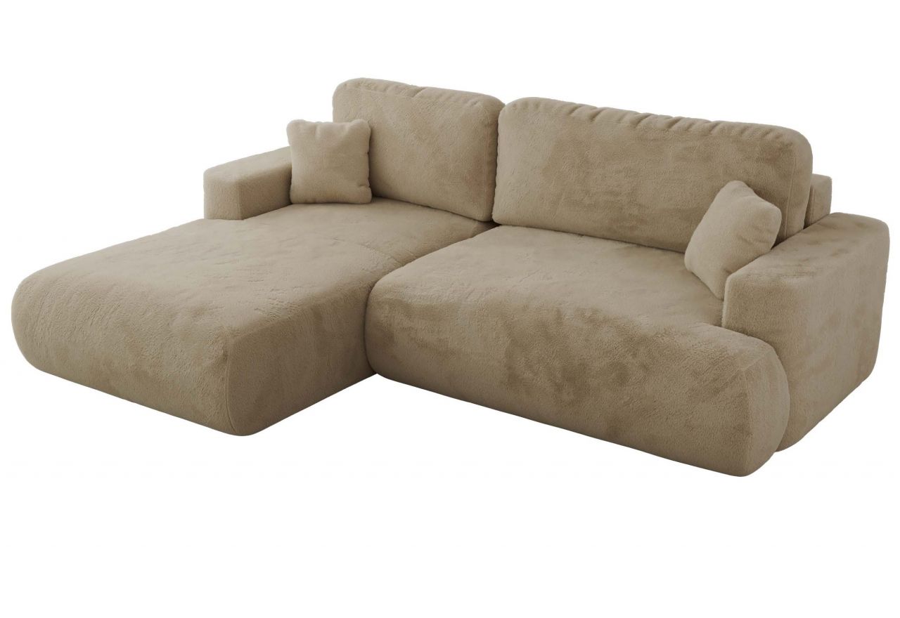 Narożnik - OVO L - strona lewa - beżowy, plusz