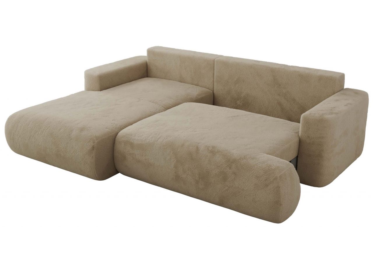 Narożnik - OVO L - strona lewa - beżowy, plusz