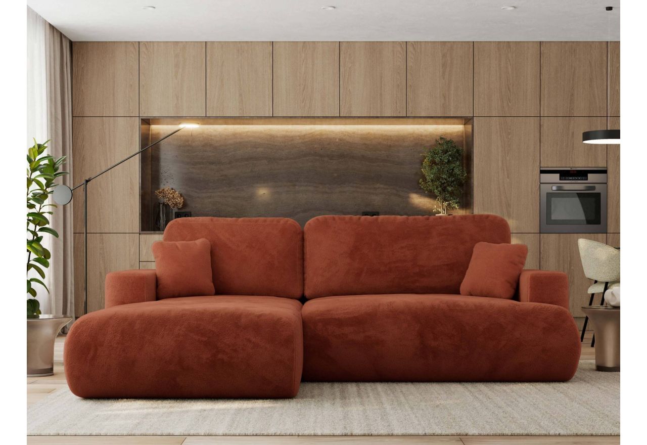 Narożnik - OVO L - strona lewa - pomarańczowy, plusz