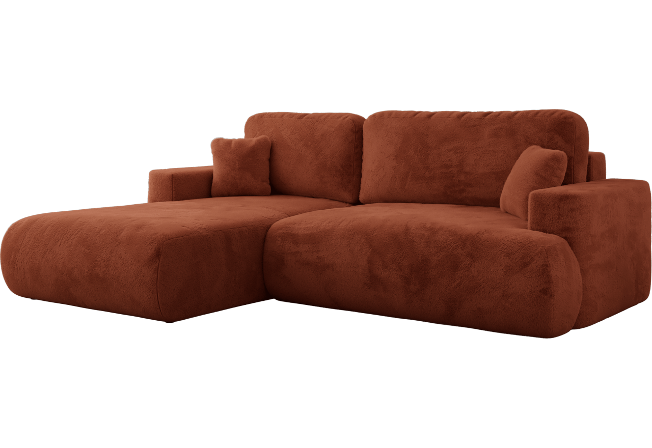 Narożnik - OVO L - strona lewa - pomarańczowy, plusz