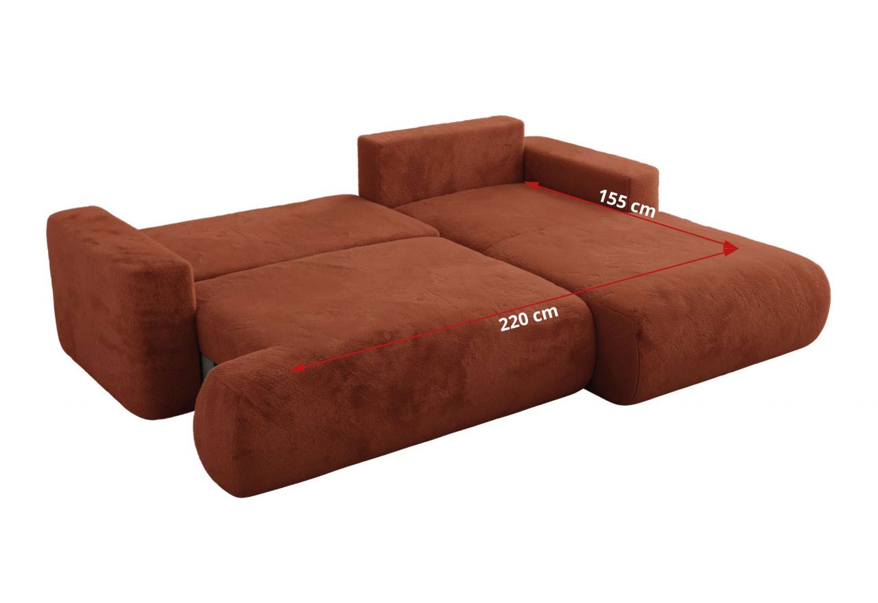 Narożnik - OVO L - strona lewa - pomarańczowy, plusz