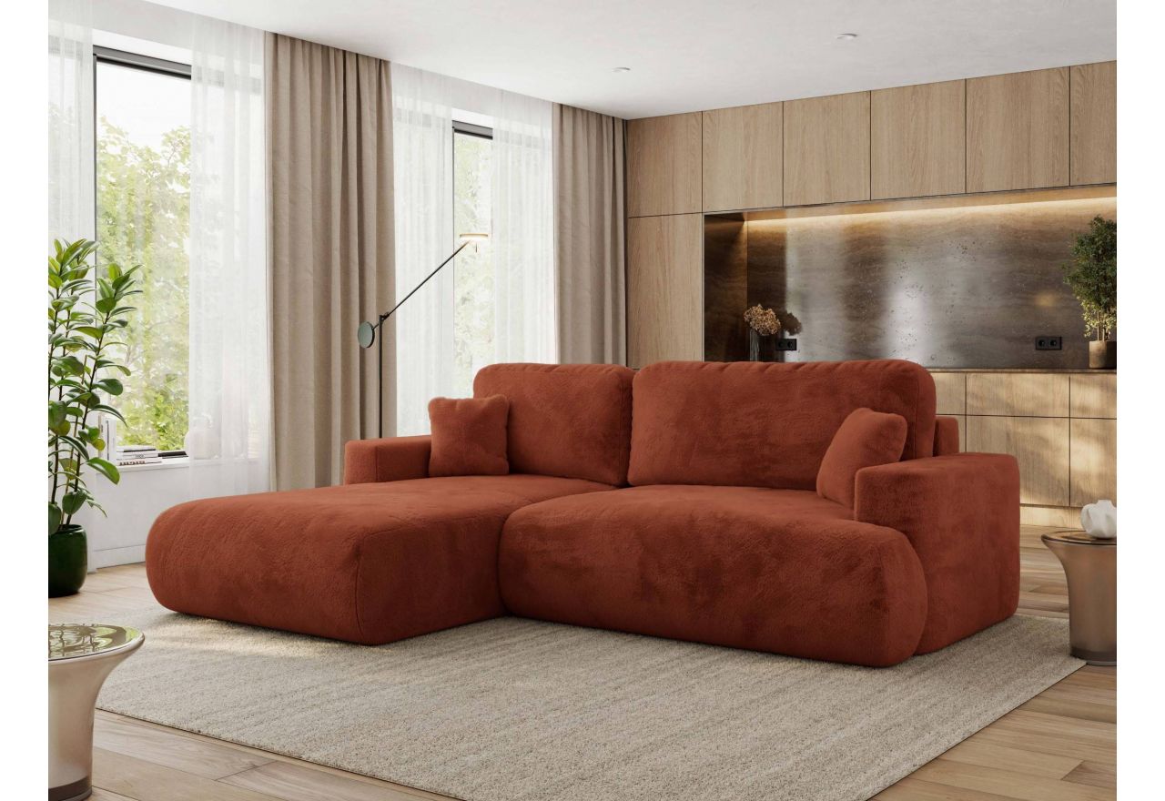 Narożnik - OVO L - strona lewa - pomarańczowy, plusz