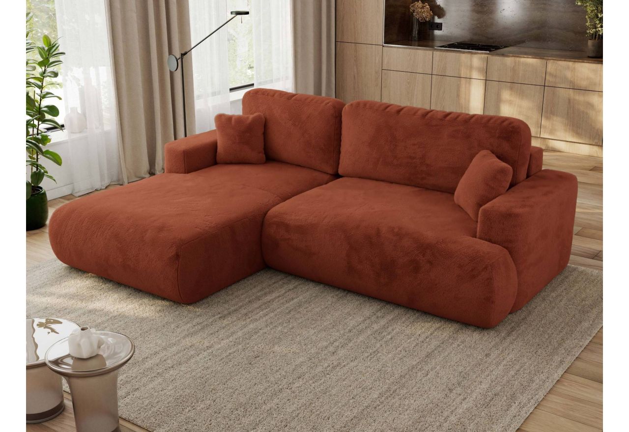 Narożnik - OVO L - strona lewa - pomarańczowy, plusz