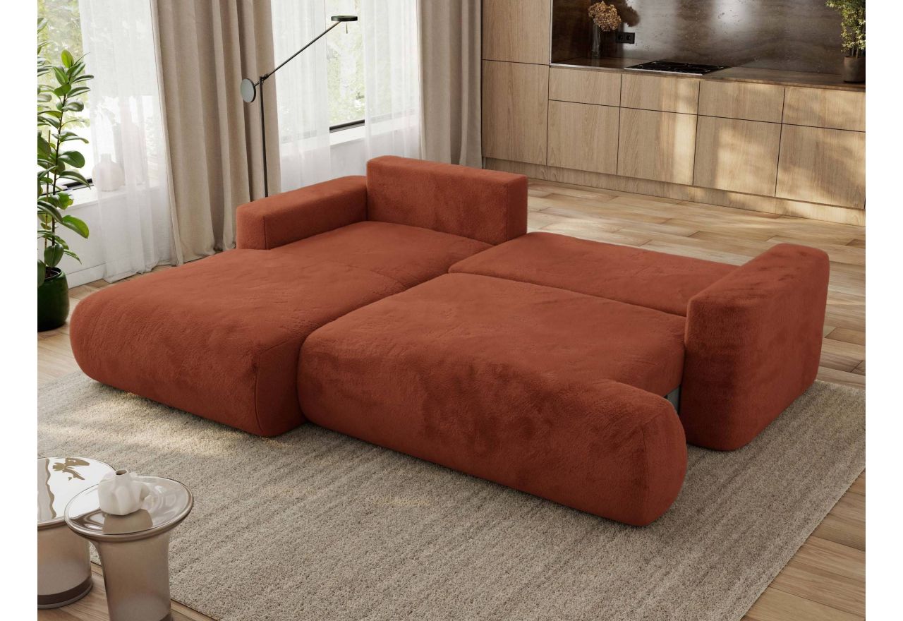 Narożnik - OVO L - strona lewa - pomarańczowy, plusz