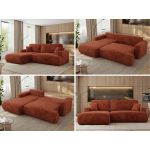 Narożnik - OVO L - strona lewa - pomarańczowy, plusz