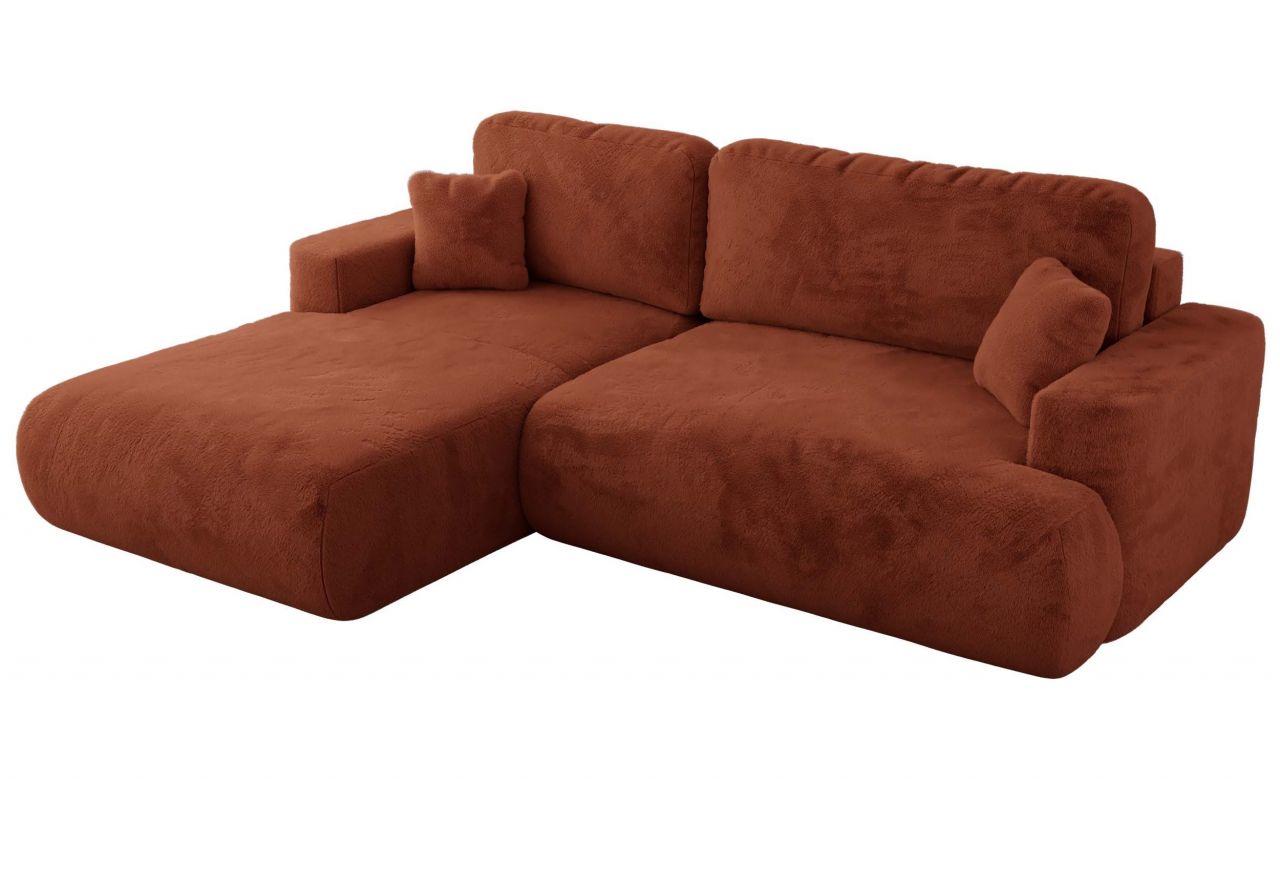 Narożnik - OVO L - strona lewa - pomarańczowy, plusz