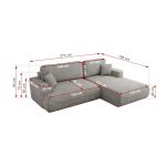 Narożnik - OVO L - strona lewa - jasnoszary, struktura