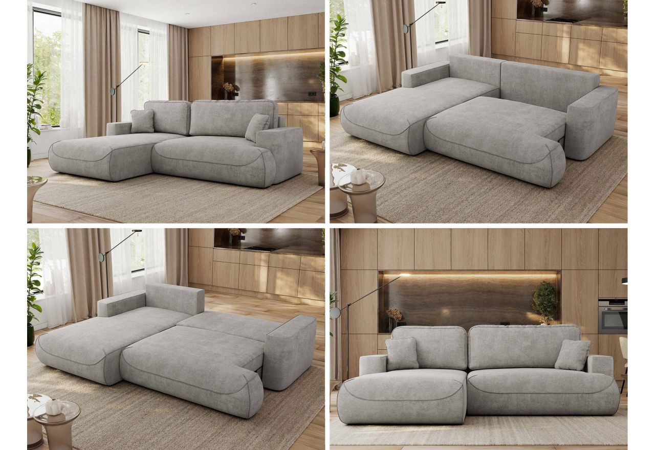 Narożnik - OVO L - strona lewa - jasnoszary, struktura